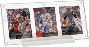 Trading Card Display Frame, 3 Slots 35-75PT Universal Magnetic Trading Card Frame, Clear Acrylic Case with Professional Look, Easy Assembly, for Game Cards, Sports & Trading Cards