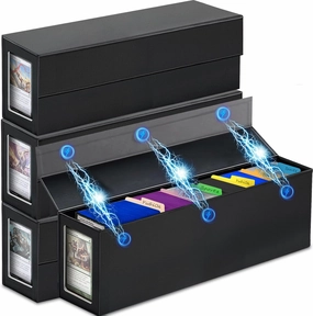 Trading Card Storage Box, Magnetic, Toploaders, Black, Bulk Boxes for Tcg, Sports, Game, Basketball, Fits 850 Sports and 1200 Standard Cards-4 Pack