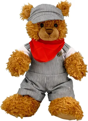 Train Conductor Outfit for 6-10 inch Stuffed Animals, Plush Toy Costume with Hat and Stripes, Kids Dress Up Accessory, Adjustable Fit for Plush Toys, Playtime and Collectible Plushies