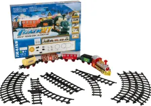 Train Set Kids Railway Locomotive Engine Toy with Authentic Light, Sound, Rocky Miners Train and Carriage Play Set