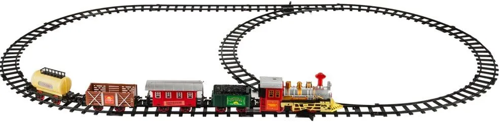 Train Set Kids Railway Locomotive Engine Toy with Authentic Light, Sound, Rocky Miners Train and Carriage Play Set