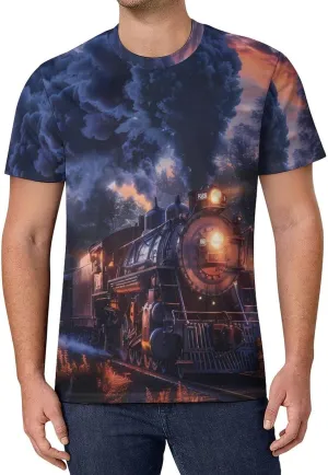 Train The Express American Railroad Men's T-Shirts Short Sleeve Tee Classic Hawaiian Shirt Athletic Workout Tops