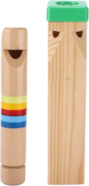 Train Whistle Set, Wooden Train Whistle, Beech Soft Sound Educational Toy Slide Whistles Smooth 4 Tones for Kids