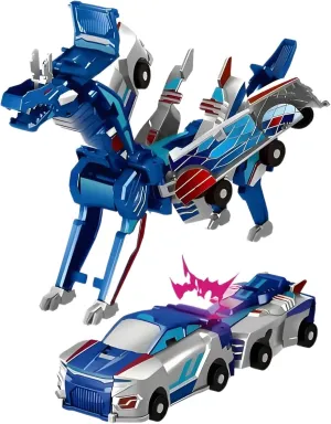 Transforming Dinosaur Toys，Transformation Car Toy with Collision Transforming Car for Girls Age 4-6 |Party Gift for Birthday, Christmas (Blue Dragon)