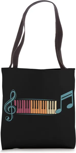 Treble Clef Keyboard Pianist Classical Musician Retro Piano Tote Bag