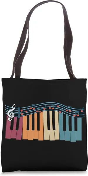 Treble Clef Keyboard Pianist Retro Musical Instrument Piano Tote Bag