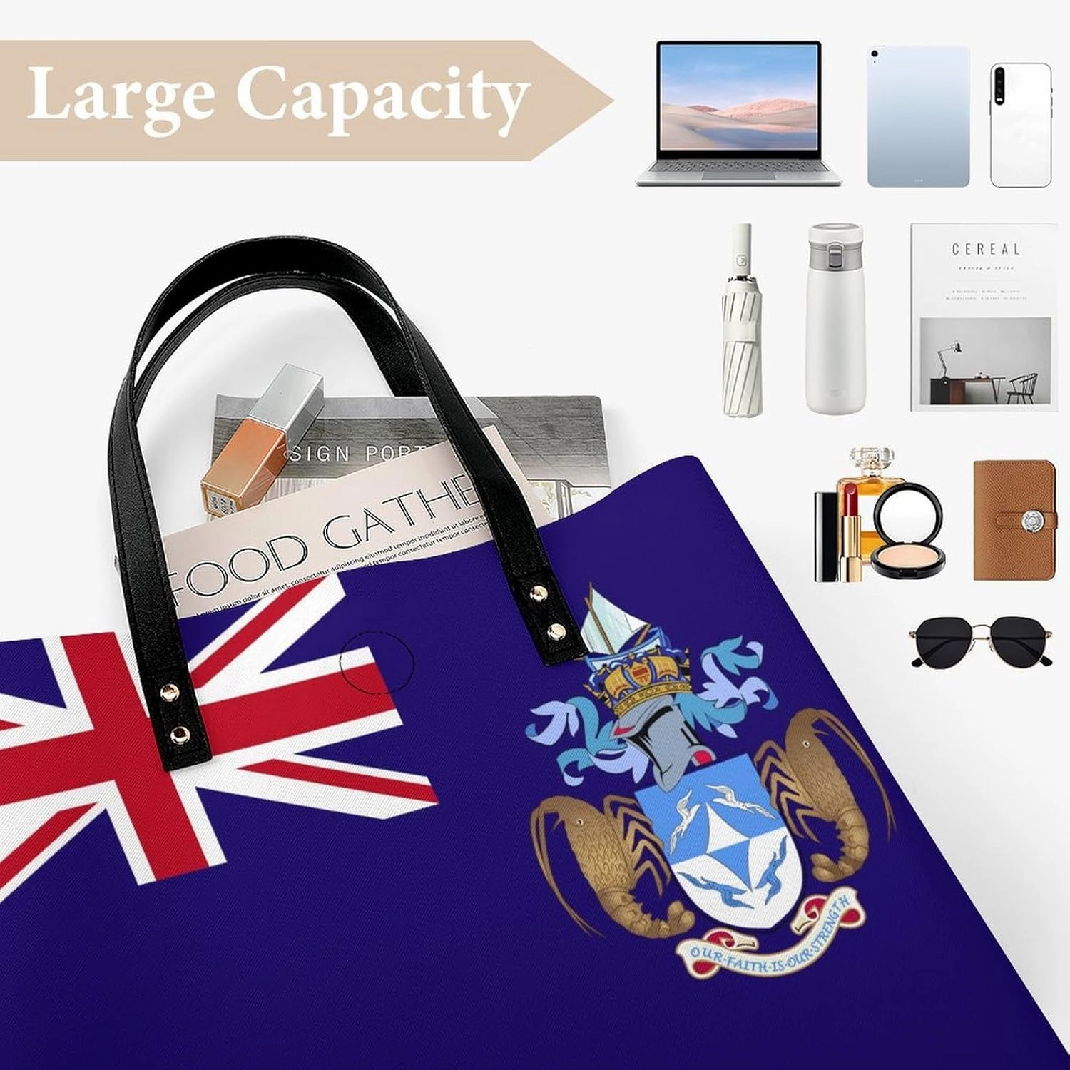 Trendy Cook Lslands Flag Women's Shoulder Bag Stylish Tote Handbag for Work and Travel Use