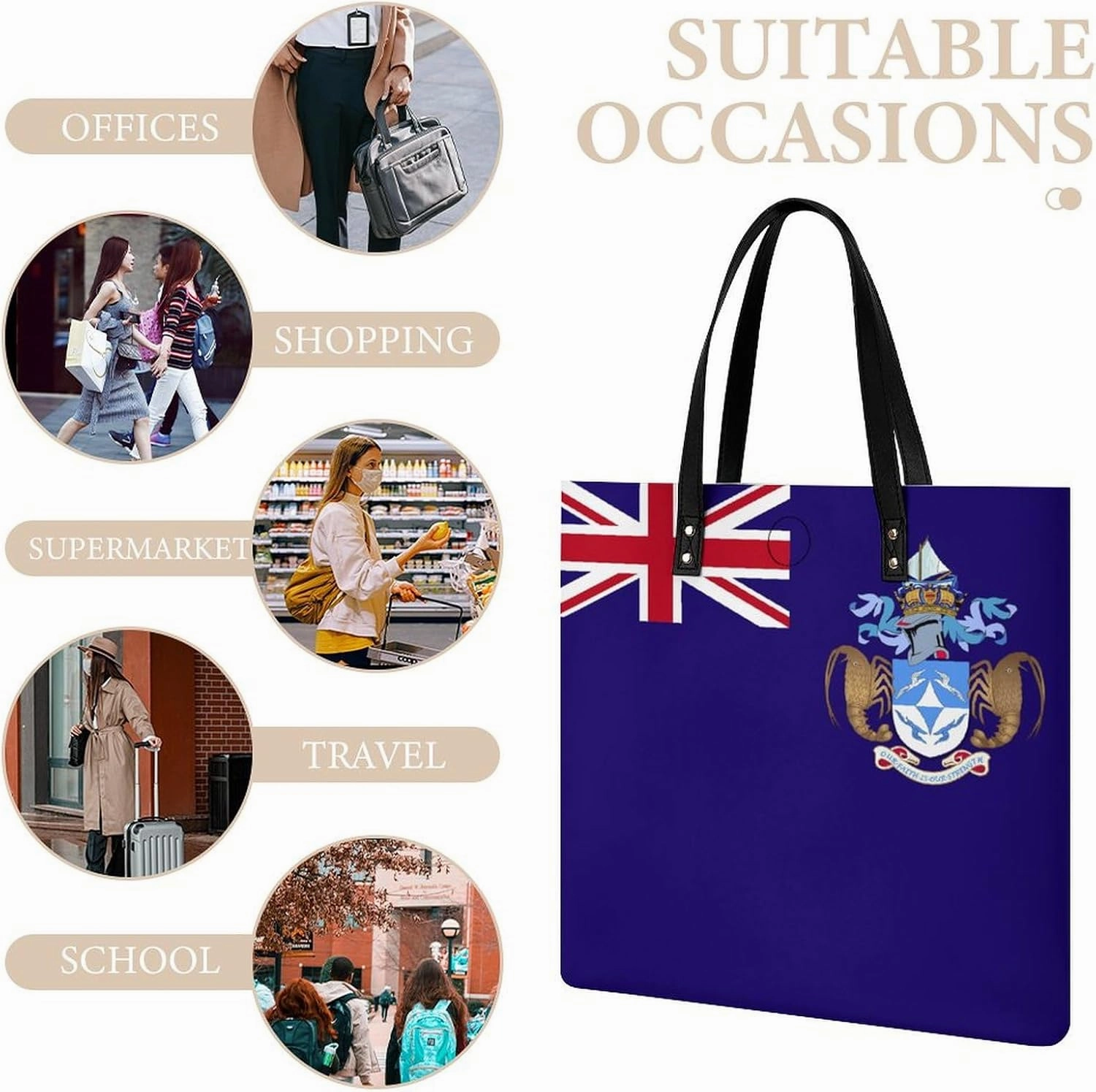 Trendy Cook Lslands Flag Women's Shoulder Bag Stylish Tote Handbag for Work and Travel Use