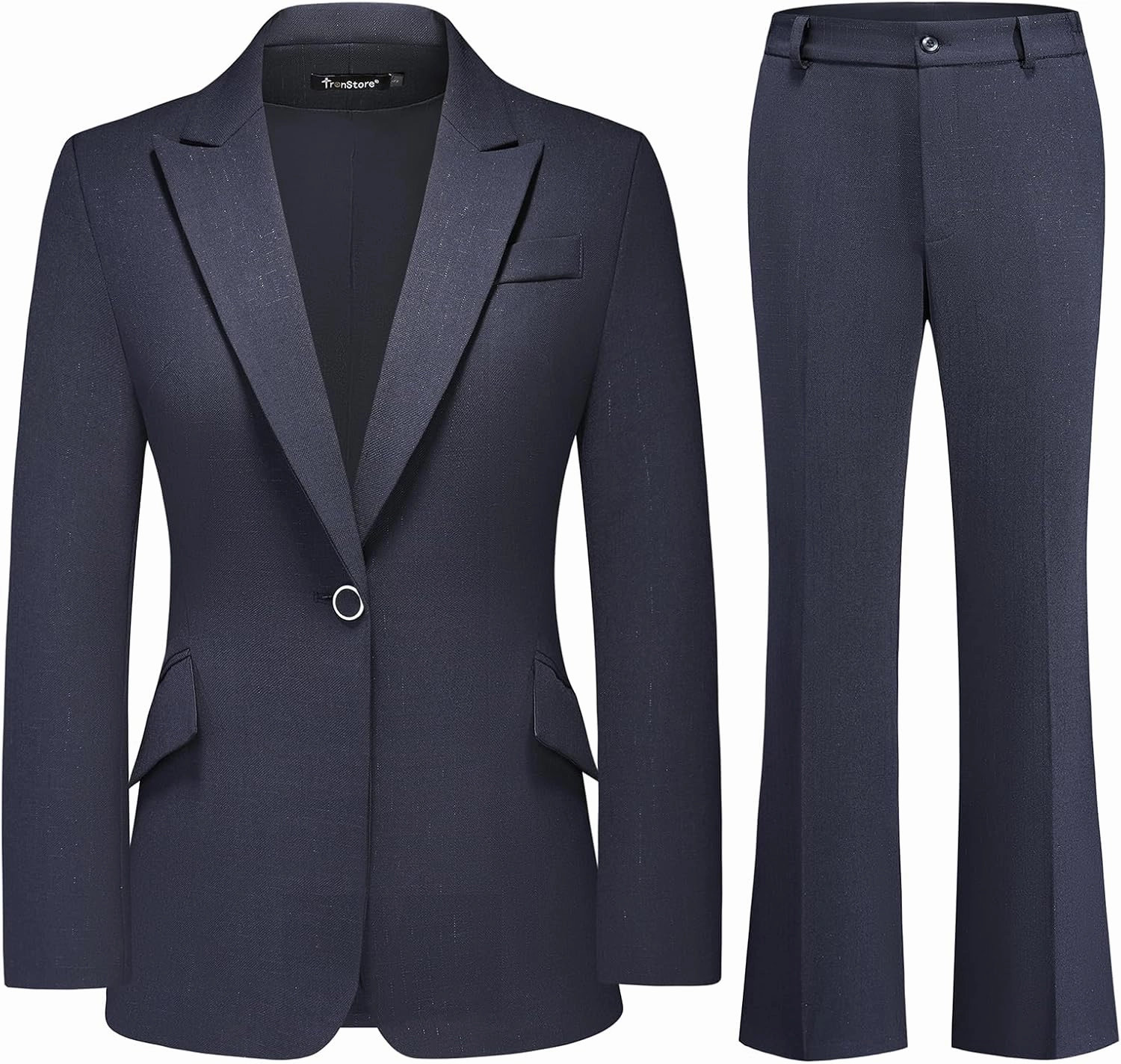 TRONSTORE Women's Suit 2 Piece Set Pinstripe Blazer and Bootcut Dressy Pants Set for Work Office Business Outfits