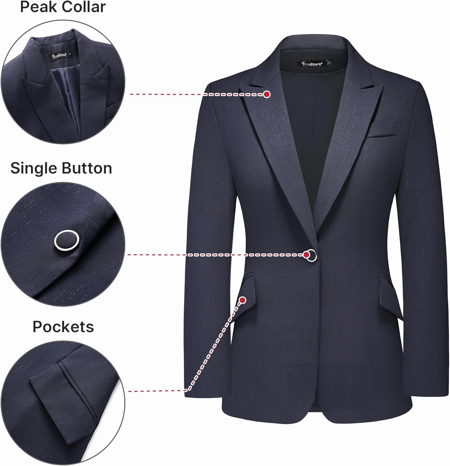 TRONSTORE Women's Suit 2 Piece Set Pinstripe Blazer and Bootcut Dressy Pants Set for Work Office Business Outfits