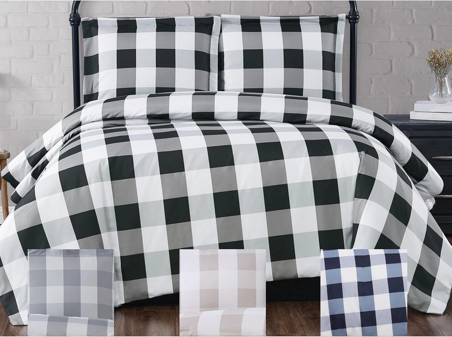TRULY SOFT Everyday Buffalo Plaid Black Full/Queen Comforter Set