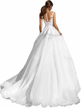 Tulle Wedding Dresses for Bride Lace Applique Bridal Dress Spaghetti Straps V Neck Wedding Gowns 2025