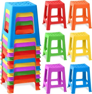 TURSTIN 12 Pack Stackable Classroom Stools Plastic Nesting Round Colorful Indoor/Outdoor Flexible Seating Decorative Chairs for Home Office School Classroom