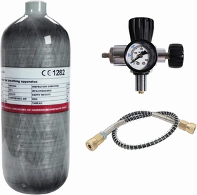 TUXING 4500psi Carbon Fiber Air Tank 2L (Empty Bottle)& Pcp Paintball Filling Station with Pressure Gauge Valve,Scuba Tank,Pcp Tank with Regulator Gauge for PCP Game