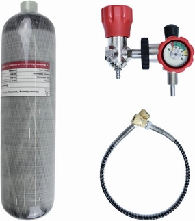 TUXING Universal 3L 4500psi Carbon Fiber Air Tank（Empty Bottle）& Paintball Fill Station with Valve Regulator Gauge for PCP Game