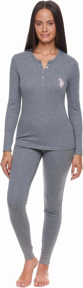 U.S. Polo Assn. Thermal Pajamas for Women Set, Womens Thermals Top and Bottom Set, Long Johns Base Layer