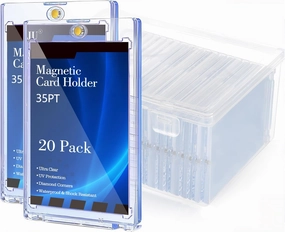 Ultimate 35pt One-Touch Magnetic Card Holder with UV Protection – Hard Plastic Sports/Game Card Protector Case for Collectibles, Trading Cards & Gaming Cards (20,30,40-Pack, White) (20)