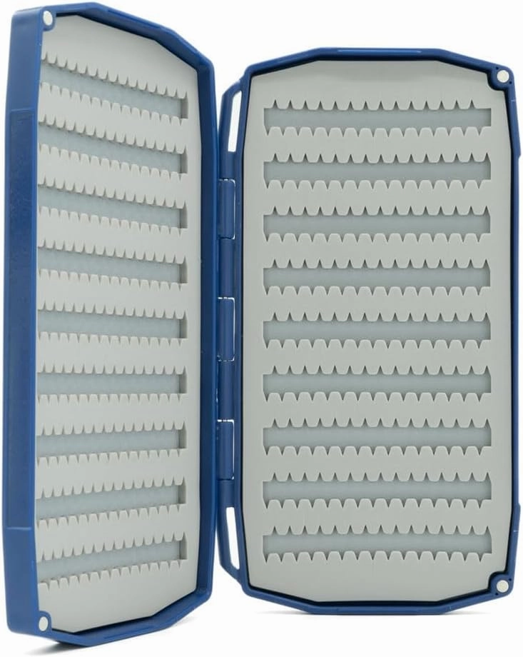 UMPQUA UPG Silicone Dual Essential Blue Fly Box - Lightweight Durable Versatile High-Capacity Secure Hold Quick-Loading Fly Storage Case - Fly Fishing Tackle Organizer - Large
