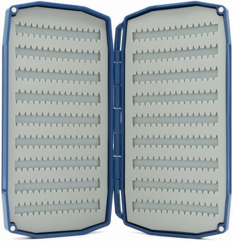 UMPQUA UPG Silicone Dual Essential Blue Fly Box - Lightweight Durable Versatile High-Capacity Secure Hold Quick-Loading Fly Storage Case - Fly Fishing Tackle Organizer - Large