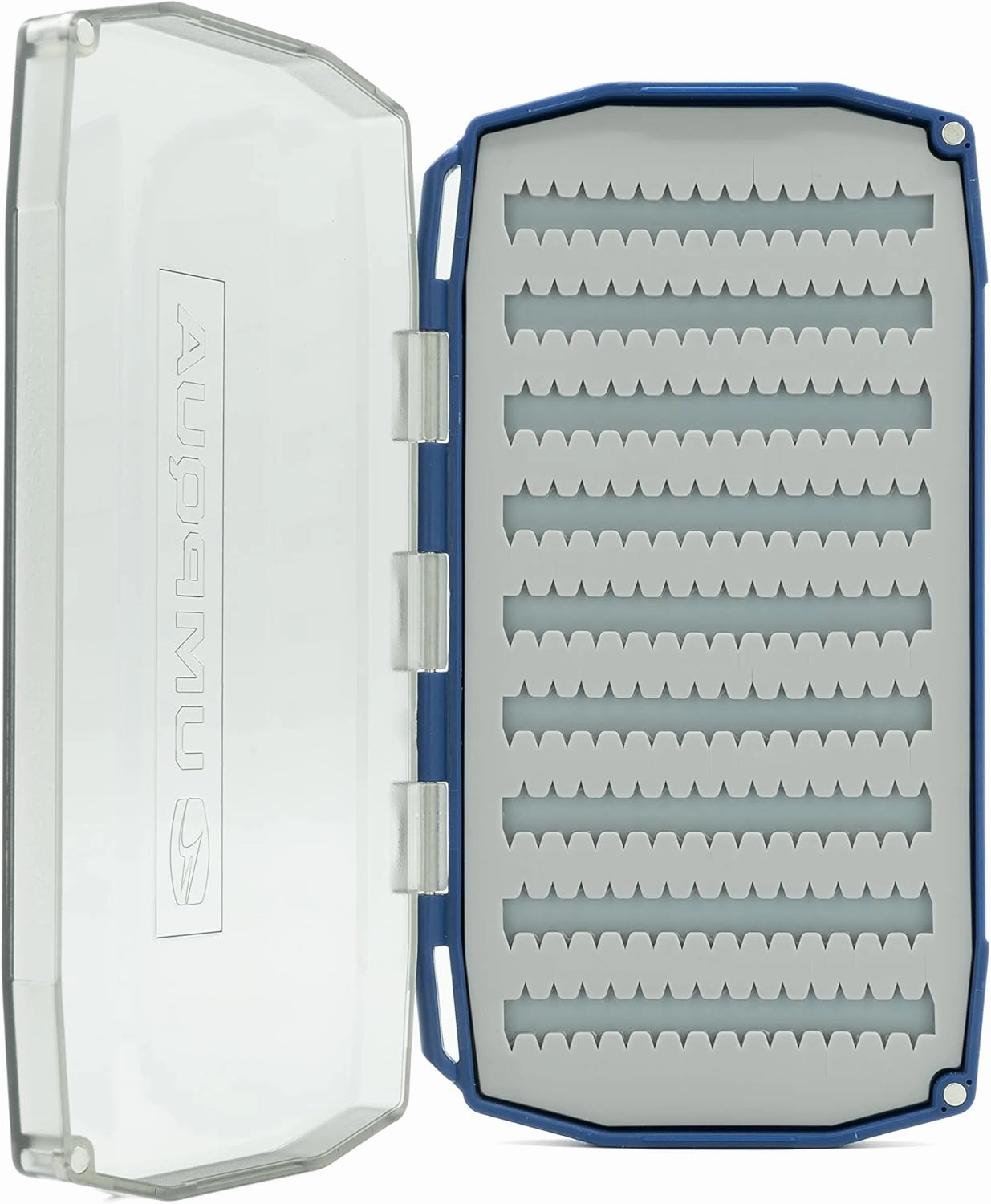 UMPQUA UPG Silicone Essential Fly Box - Lightweight Durable Versatile High-Capacity Secure Hold Quick-Loading Fly Storage Case - Fly Fishing Tackle Organizer, Large - Blue