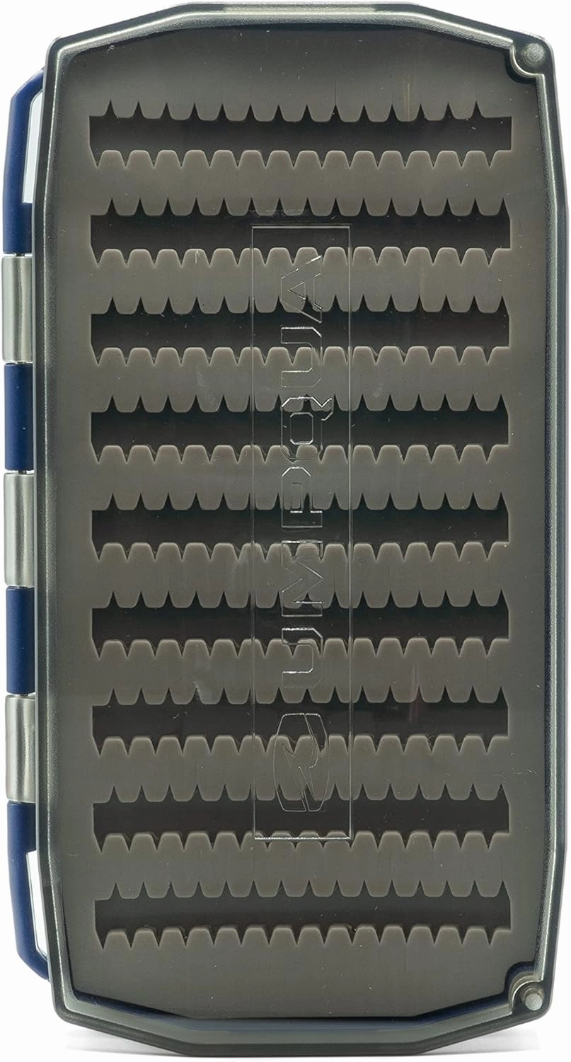 UMPQUA UPG Silicone Essential Fly Box - Lightweight Durable Versatile High-Capacity Secure Hold Quick-Loading Fly Storage Case - Fly Fishing Tackle Organizer, Large - Blue