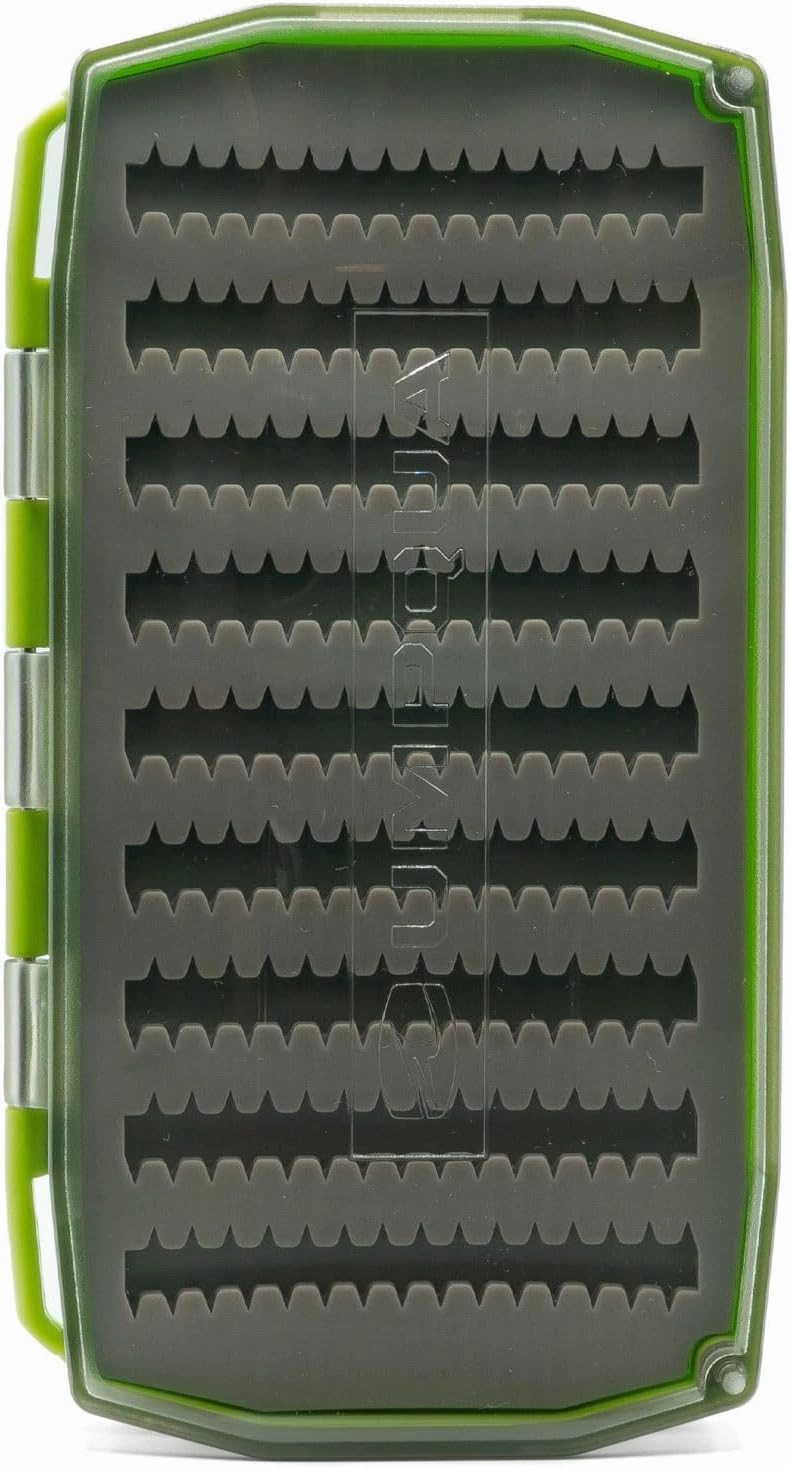 UMPQUA UPG Silicone Essential Fly Box - Lightweight Durable Versatile High-Capacity Secure Hold Quick-Loading Fly Storage Case - Fly Fishing Tackle Organizer, Large - Hot Green