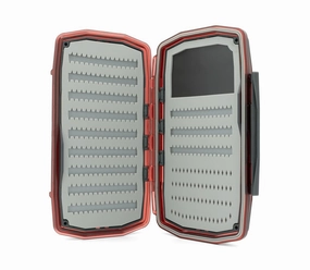 UMPQUA UPG Silicone WP Walkabout Large Claret Fly Box - Lightweight Versatile Large-Sized Waterproof Dustproof Quick-Loading Fly Storage Case - Fly Fishing Tackle Organizer