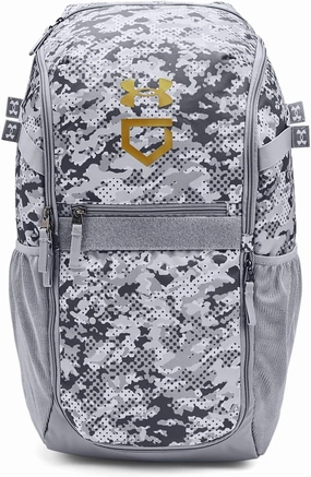 Under Armour Unisex-Adult Utility Baseball Backpack Print, (036) Steel / / Metallic Gold, One Size Fits All