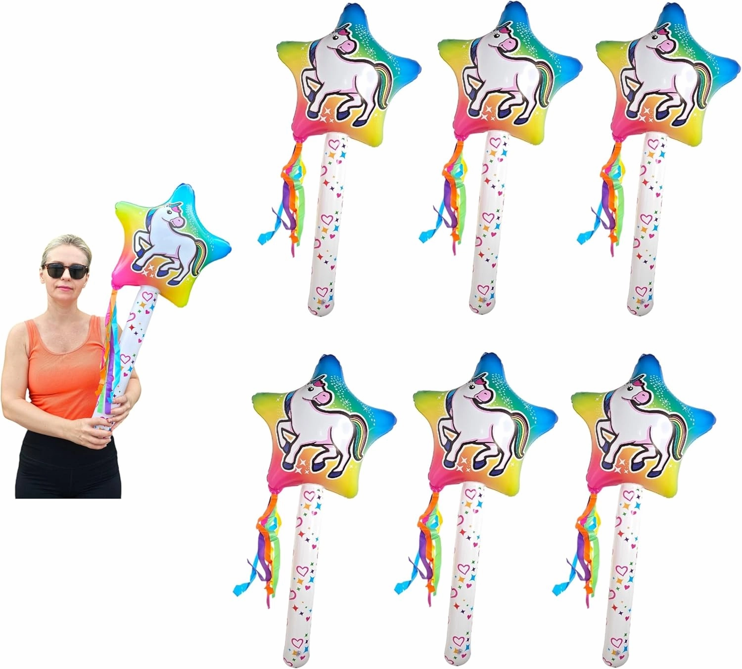 Unicorn Wand Inflate (32 inch) Vinyl Pool Toy and Party Prop Carnival Prize Whimsical Design