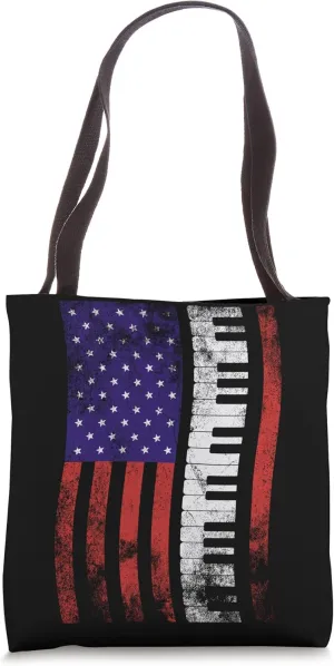 USA Flag Pianist Piano Player Instrumentalist Fourth Of July Tote Bag