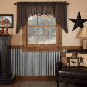 VHC Brands Kettle Grove Window Curtains, Plaid Swag Scalloped Set of 2 36x36x16