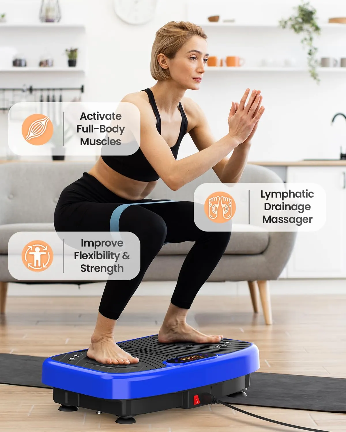 Vibration Plate Exercise Machine, Vibration Plate Platform for Lymphatic Drainage, 200 Adjustable Speeds Power Shaping Vibrating Plate Helps Weight Loss, Shaping, Max Weight 450 Lbs