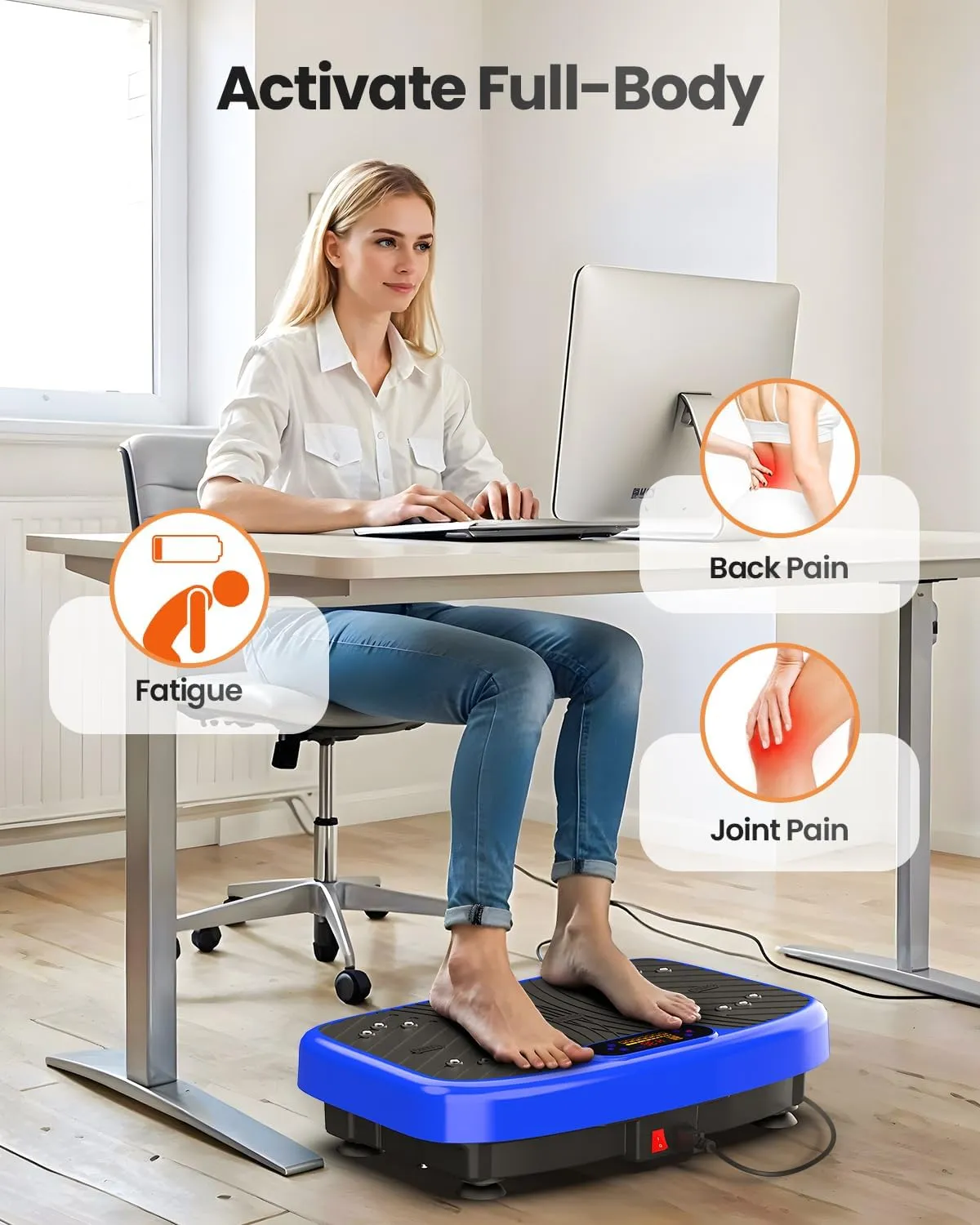 Vibration Plate Exercise Machine, Vibration Plate Platform for Lymphatic Drainage, 200 Adjustable Speeds Power Shaping Vibrating Plate Helps Weight Loss, Shaping, Max Weight 450 Lbs