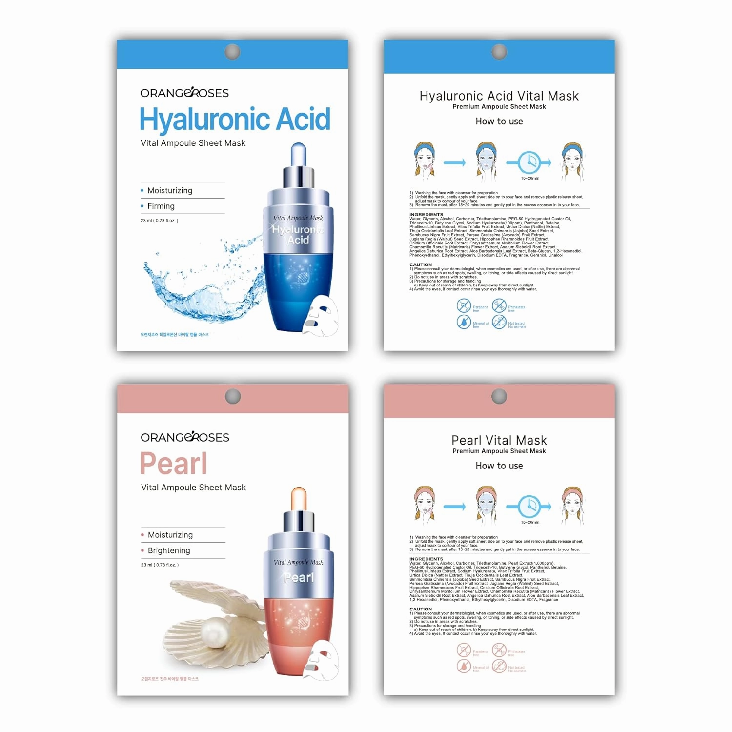 Vital Ampoule Sheet Mask, Korean Facial Skincare Sheet | Simple & Effective Skincare Routine | Moisturization | Wrinkle Care (100 Pcs Combo)