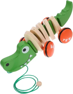 VOSAREA Wooden Pull Along for Animal Dragging Car Encourages Walking Balance Coordination Safe Smooth Edges Birthday Festival