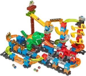 VTech Marble Rush - Dino Adventures Magnetic Set XL400 E - Interactive Marble Run with Exciting Track Elements and Various Assembly Options - for Children from 4-12 Years