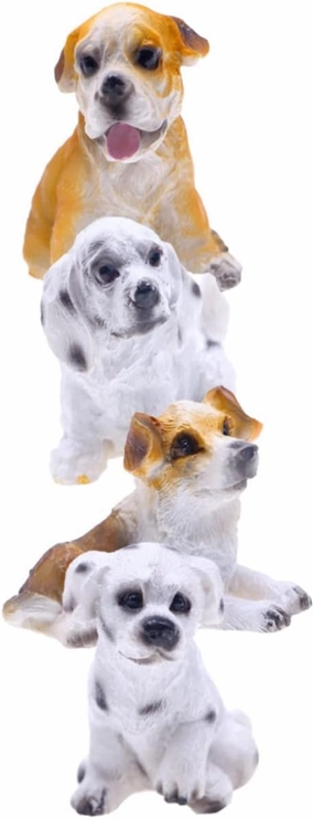 Wakauto 4pcs Miniature Dogs Figurines Cute Resin Puppy Models for Dollhouse Decoration Tiny Animal Figures for Lightweight for Boys and Girls Play and Collecting