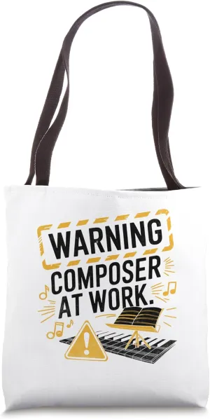 Warning Composer At Work Music Composers Compose Song Tote Bag