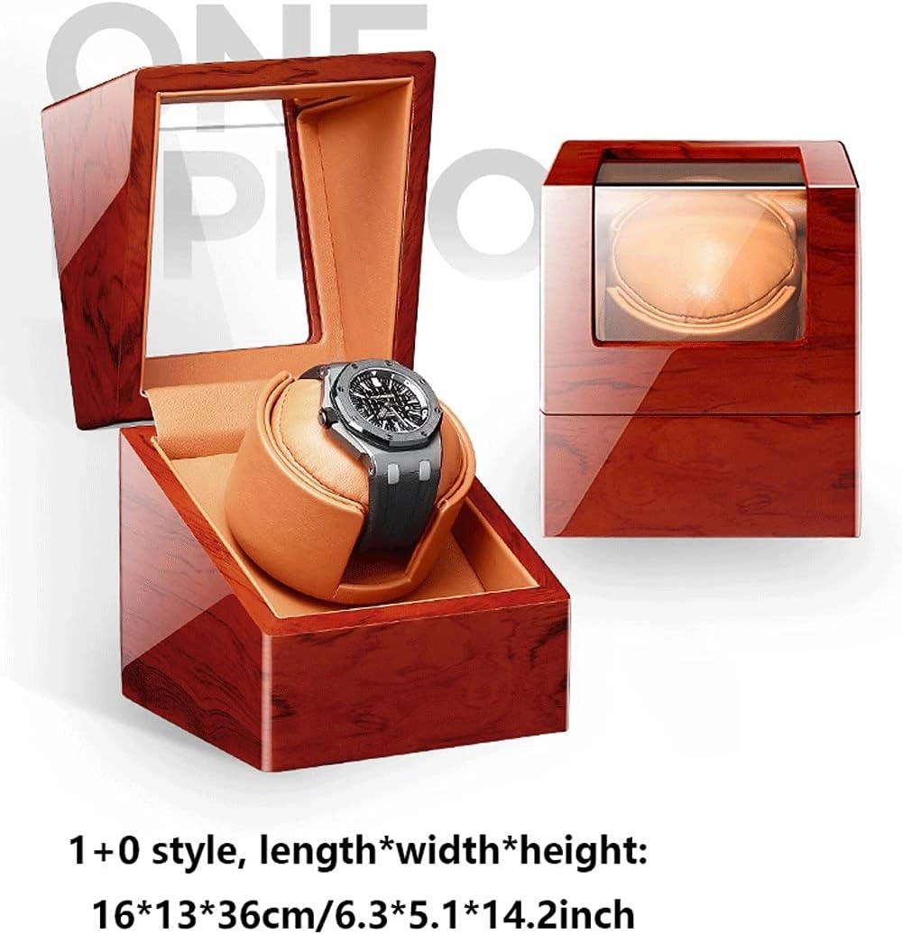 Watch Winder for Single Watch,Piano Paint, Ultra-Quiet Motor, Watch Shaker for Mechanical Watches,Led Light, for Men,Women,Coffee Leather Brown1 0