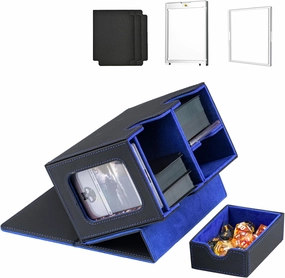WELLMILLER MTG Deck Box for Commander with Dice Tray,Designed for MTG Commander Card Deck Box Fits 200  Double Sleeved Cards,Card Storage Box with 3 Dividers 2 card holder