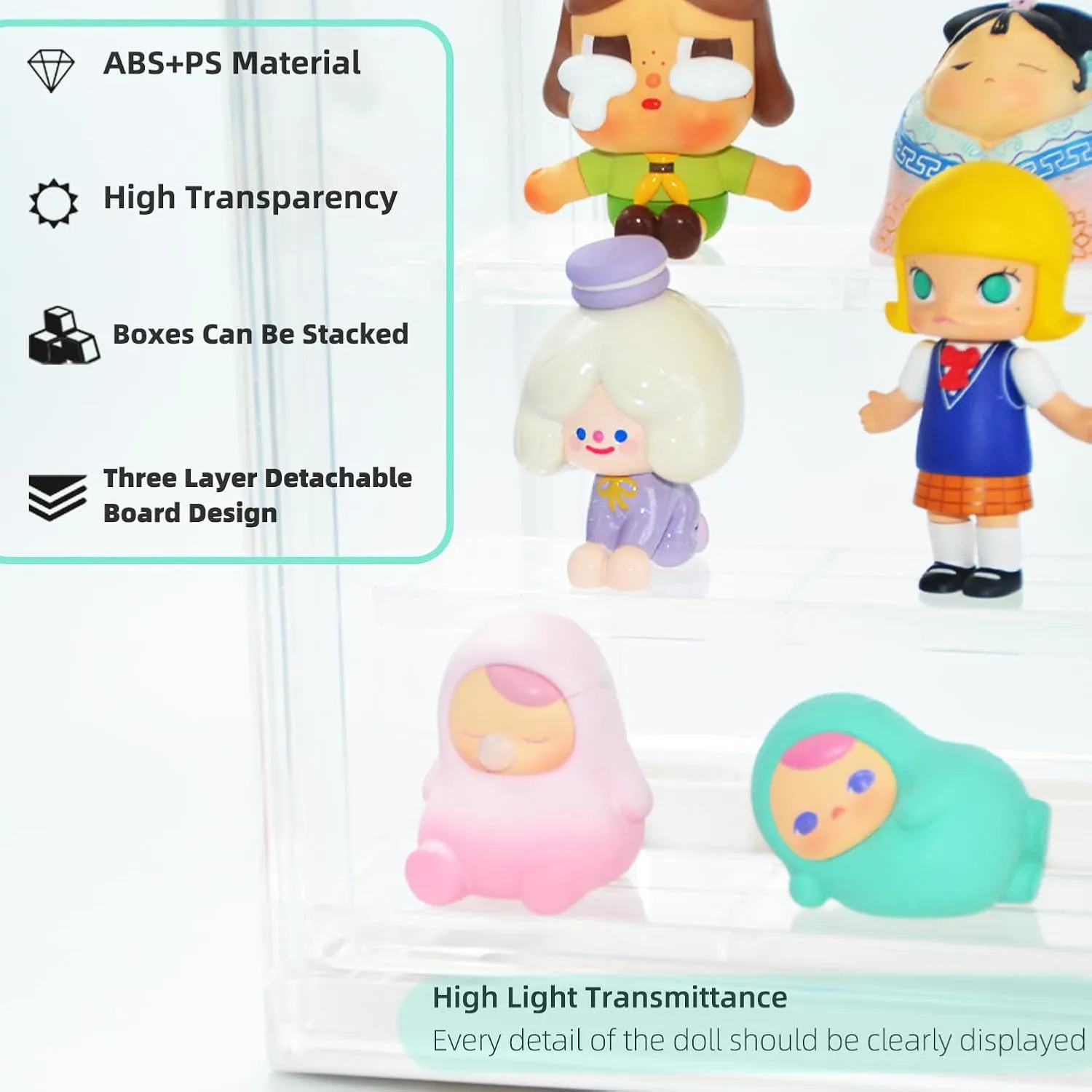White Blind Box Firm Display Case, Figure Acrylic Doll Display Box, Magnetic Transparent Dust & Moisture Case Detachable Compatible with Funko Pop, Figures Pop Mart, Smiski