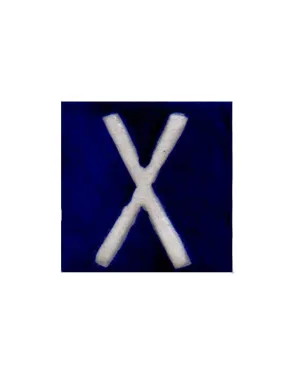 White X alphabet blue tile (2x2)