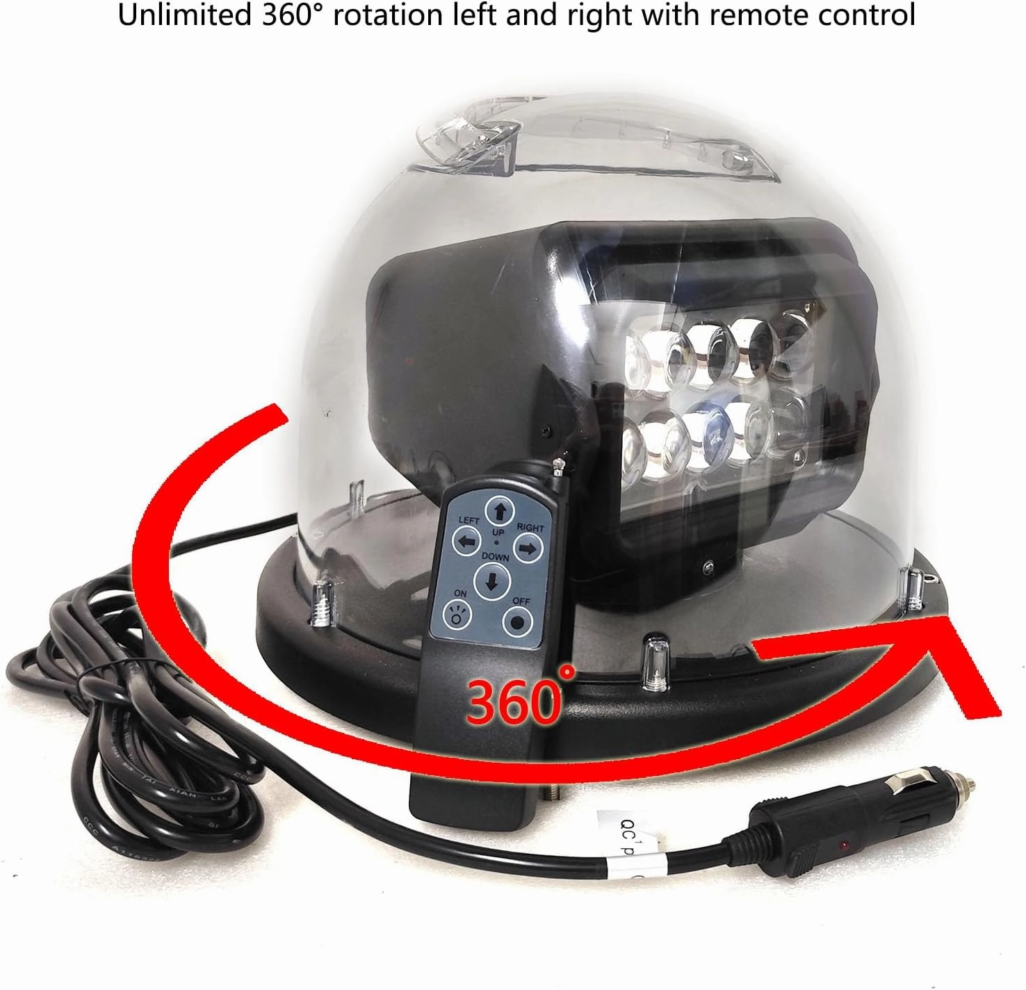 White 8 Inch 50w Led Search Light Remote Control 360 Degrees Rotating Waterproof 9-32v with Magnetic Base Led Work Light Spot Driving Lights Fog Lights for Hunting Camping Offroad Truck Boat Fishing