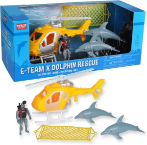 Wild Republic E-Team X Set Dolphin Rescue Playset, Action Figure, Animal, Vehicle, Accessories, Gifts for Kids
