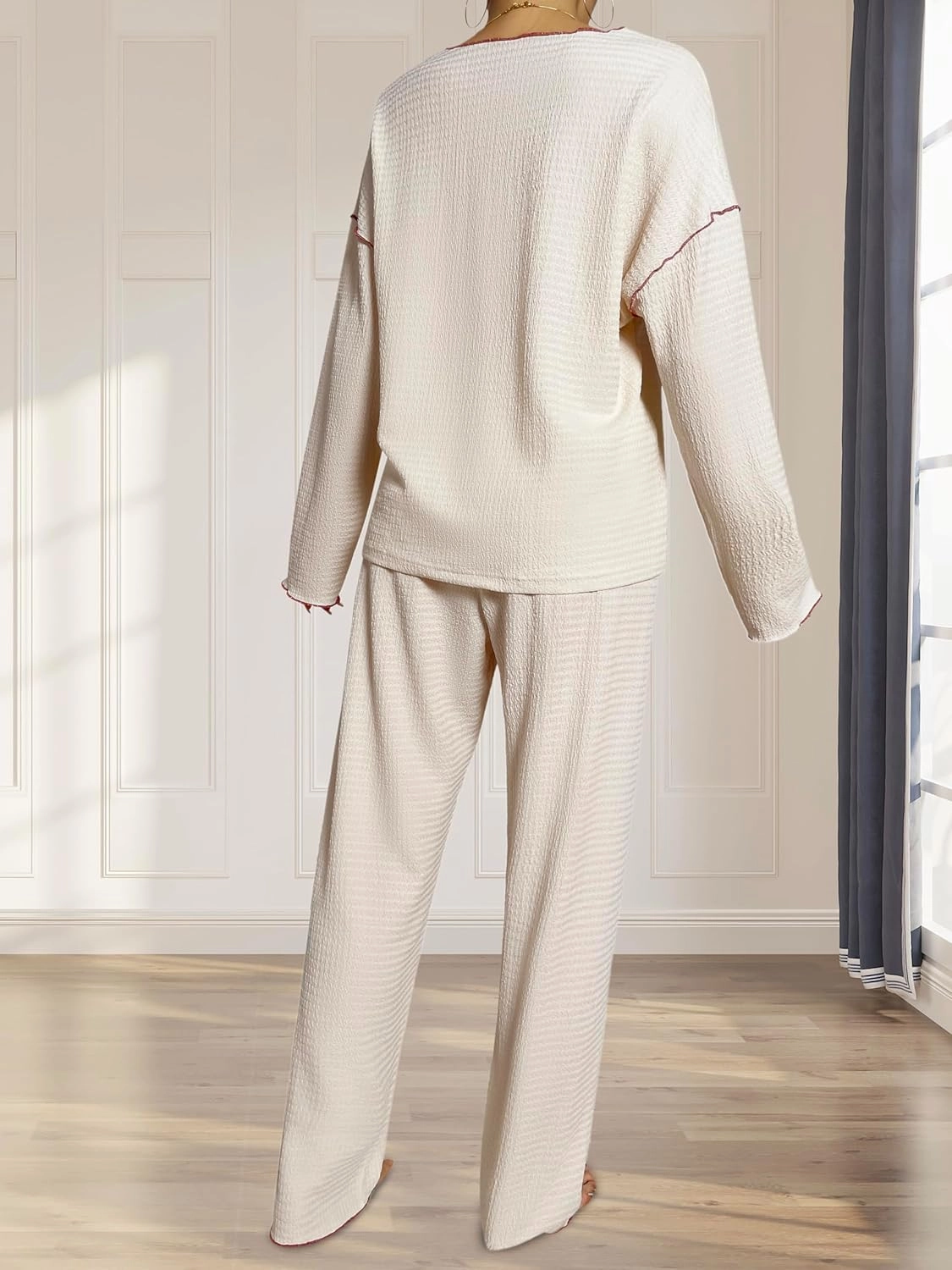 Womens Pajamas 2 Piece Comfy Pj Set Sleepwear Long Sleeve Loungewear Pajama Set for Women