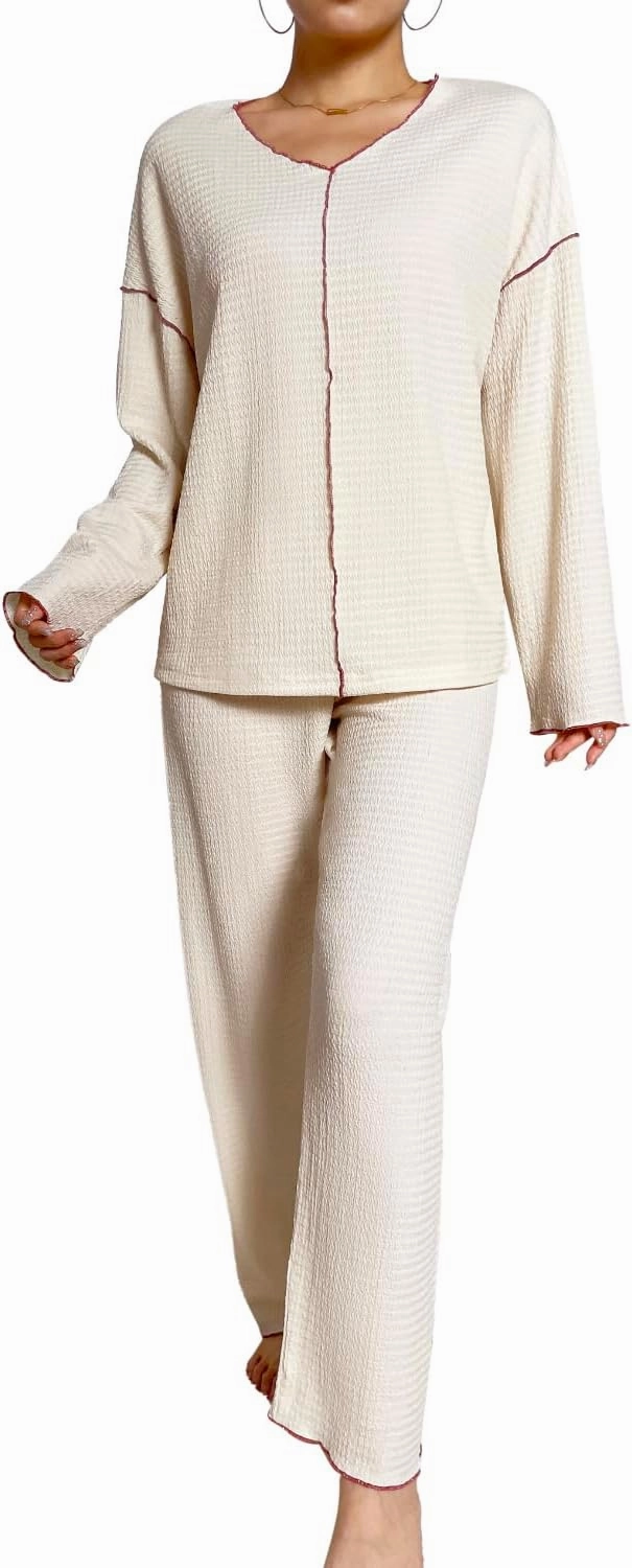 Womens Pajamas 2 Piece Comfy Pj Set Sleepwear Long Sleeve Loungewear Pajama Set for Women