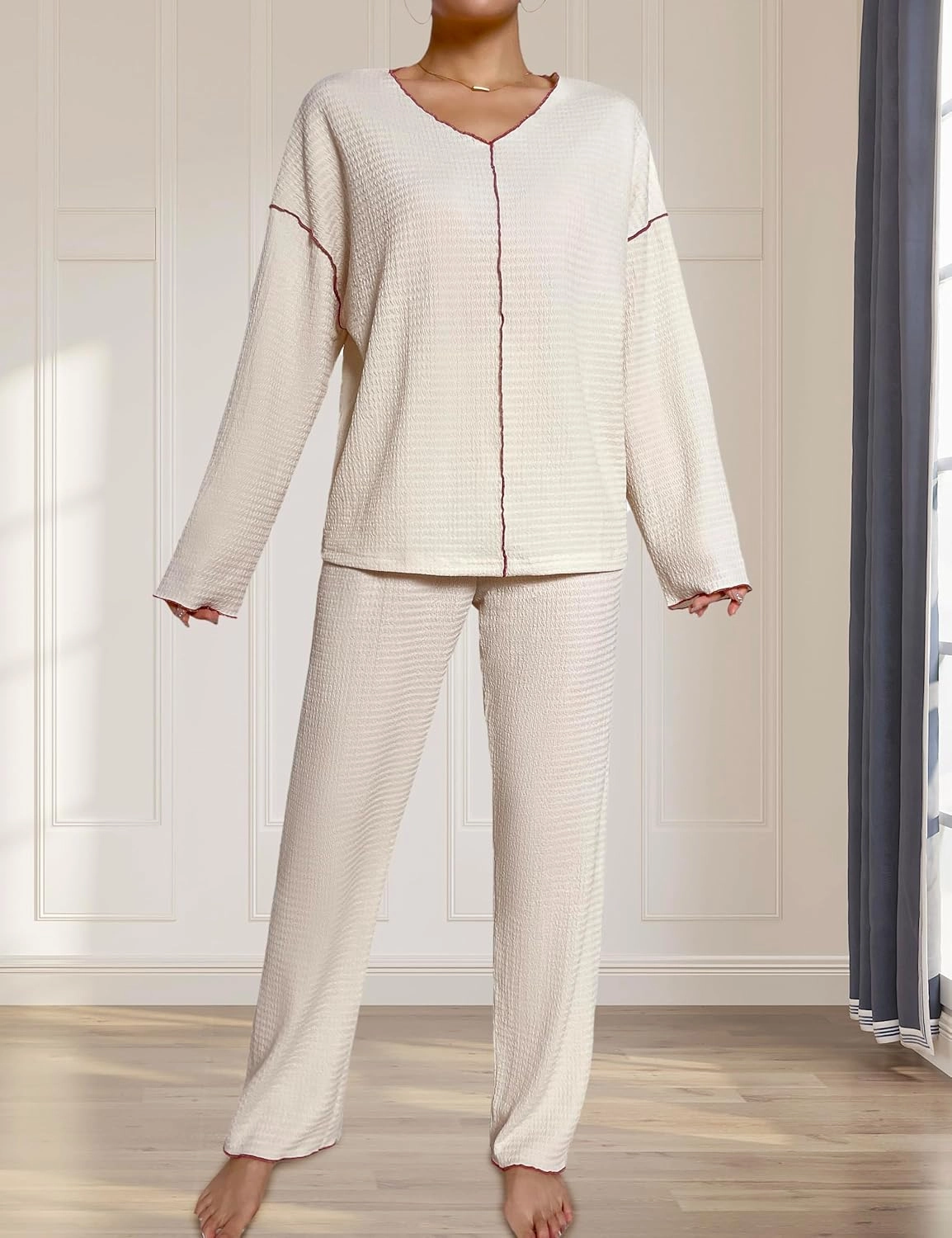 Womens Pajamas 2 Piece Comfy Pj Set Sleepwear Long Sleeve Loungewear Pajama Set for Women