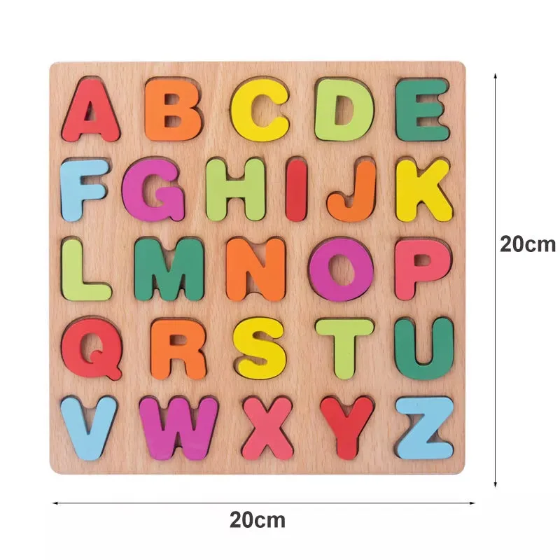 Wooden Alphabet and Number Shape Matching Puzzle Board for Early Childhood Education - 3D Educational Toy for Preschool Development