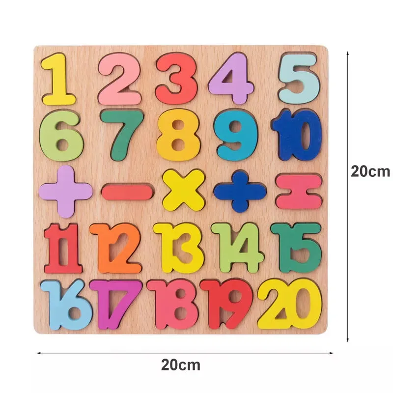 Wooden Alphabet and Number Shape Matching Puzzle Board for Early Childhood Education - 3D Educational Toy for Preschool Development