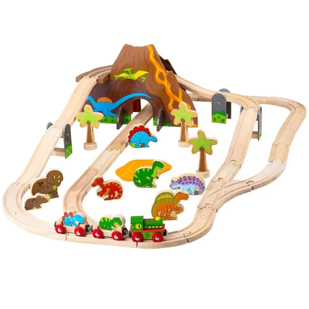 Wooden Dinosaur Railway Train Set